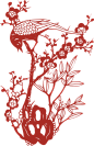 窗花 花鸟 剪纸剪影 喜庆过年 新年 素材(1172)