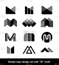 简单的标志设计集“M”主题。矢量插图。