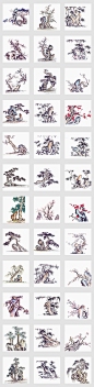 独立png/中国风手绘工笔画古树画