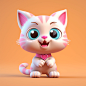 3d cute cartoon cat , solid background