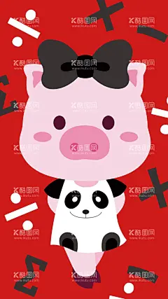 可爱小猪妹妹  - 源文件下载【酷图网】可爱,卡通壁纸,壁纸,矢量图,猪猪,小猪
