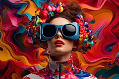 潮流时尚VR眼镜女孩摄影图片