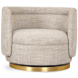 Chubby 2 Occasional Chair in Linen : Introducing our new Chubby 2 Occasional Chair. The Chubby 2 features a swiveling base, 5" brushed brass toe kick, and a distinctive curvy look. The seat back wraps around creating a unique chair that is great from