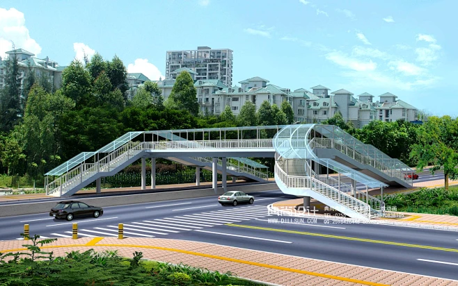 天桥设计1宝梓路深汕天桥_06-09_人行天桥方案效果图-花瓣网