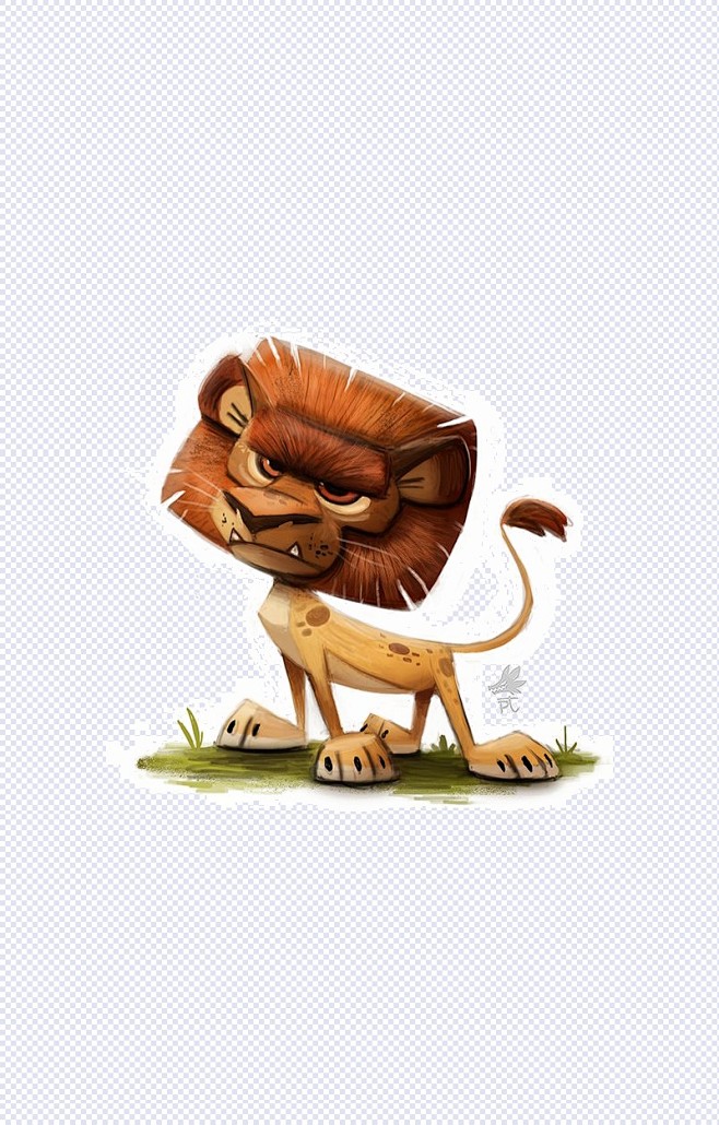 狮子|手绘,卡通,动物,可爱,小狮子,深...