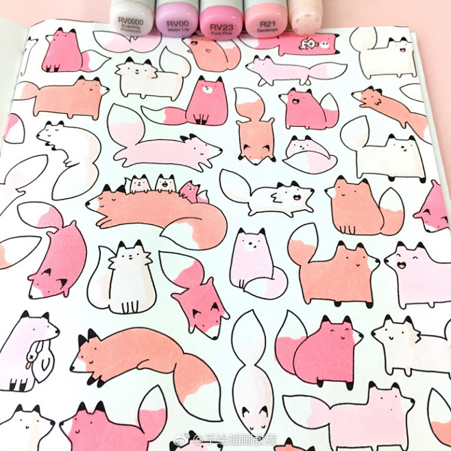 一组萌萌的简笔画素材~ #马克笔#  i...