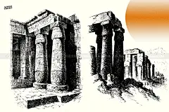 复古手绘线描古埃及尼罗河波斯历史古代人物印章图腾插画设计素材-淘宝网