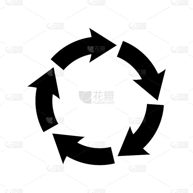 五个箭头的圆圈。循环，重复，刷新图标矢量插图素材-花瓣网