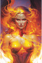molten goddess by j scott campbell and artgerm, neon watercolor *mdt*