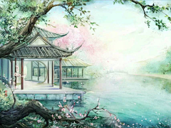 林深屿鹿采集到古风背景插画
