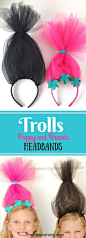 Hair Up! Make a super easy Poppy headband for your little troll! These DIY Troll headbands can be made in just a few minutes with a couple craft supplies! Fun kids craft!