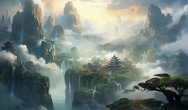 仙侠场景。高清图片来源于【恰逢有风】，需要设计可到【恰逢有风】的花瓣主页联系，转采禁删描述。-花瓣网