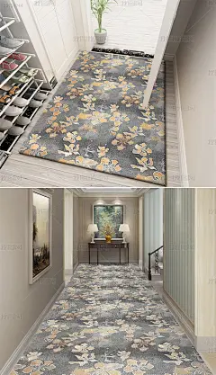 原创手绘花循环循环地毯图走廊地毯设计