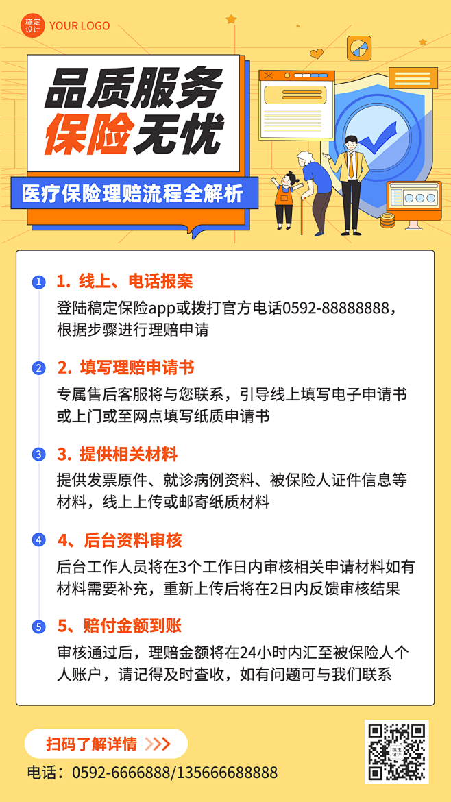 金融保险知识科普与攻略插画海报