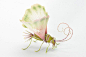 日本艺术家 Hiroshi Shinno 创作极度逼真的结合植物与昆虫的幻想生物。不要误会，并没有使用真正的昆虫和植物，植物部分由树脂制作并用丙烯颜料精细绘制纹理，骨架由黄铜制作。（hiroshishinno.com） ​​​​