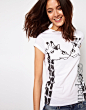 【英国代购】正品 春款 ASOS PETITE 对称长颈鹿图案短袖T恤