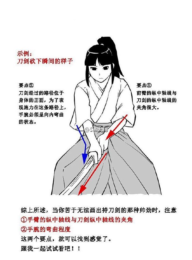 #绘画学习# 【教你怎么画好握刀的姿势】...