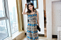 （特价）原价43 2014新款实拍波浪印花雪纺长裙连衣裙-广州女装批发市场