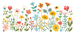 花边框-色彩缤纷的复古花园插画，充满活力和欢快
