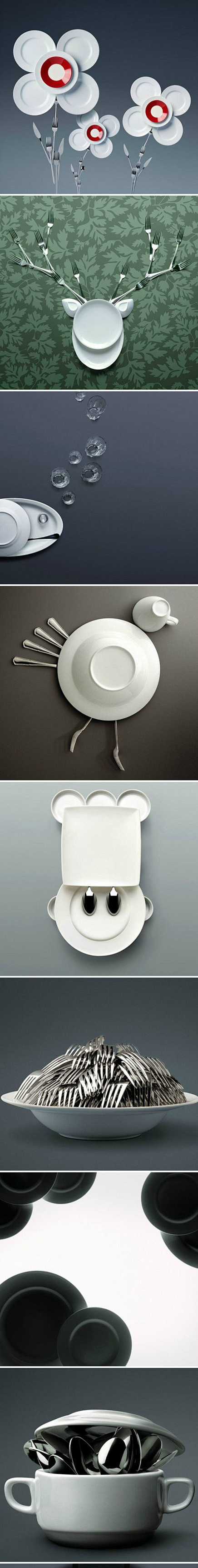 一组餐具的创意摄影广告。#创意# #经典...