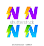 Letter N logotype set with Thunder Electric logo, Energy, Power, Flash, Lighting Bolt colorful concept for your Corporate identity vector design template