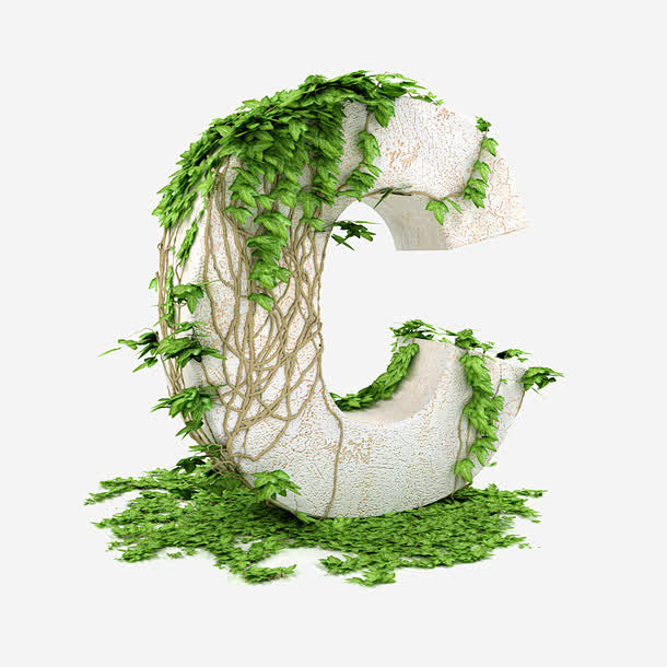 带藤蔓的立体字 c