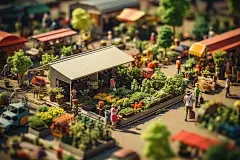 集市菜市场微缩场景模型