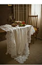 范居态度印象花园法式复古白色蕾丝桌布北欧 ins长方形家用茶几布-tmall.com天猫