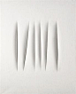 Lucio Fontana, 'Concetto spaziale' Oil on canvas 36x28 in (1960) _