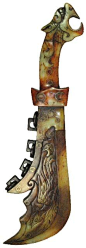 sadighgallery:  Ancient Chinese. Carved jade sword with dragon head handle. Four rings and carved animals on the curved pointed blade. Song Dynasty. 1100 AD (17”)
