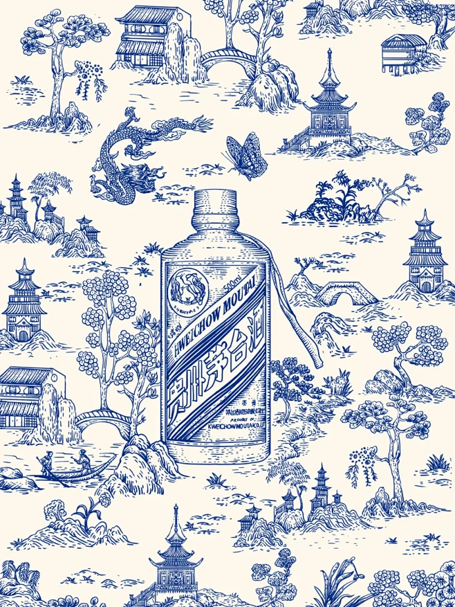 把茅台酒放在版画里 - 小红书