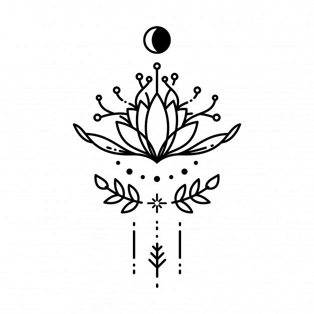 几何纹身花纹图案莲花矢量图