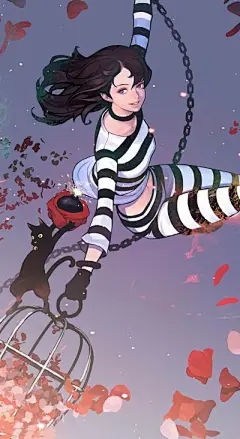 长发女生头像唯美动漫二次元手绘插画甜美侧颜粉色康乃馨吸血姬