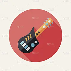 吉他平图标与长影子