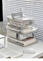亚克力桌面收纳盒抽屉防尘带盖书桌文具透明工位整理办公室置物架-淘宝网