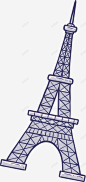 手绘灰色埃菲尔铁塔 页面网页 平面电商 创意素材