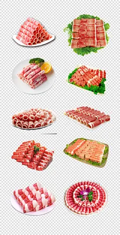 羊肉卷   肉类  主食   蔬菜  拼盘   插画   PNG免扣设计素材  - 源文件