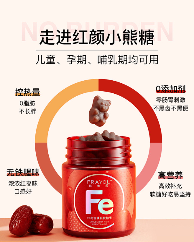 Prayol培维乐 补铁小熊软糖无蔗糖 红枣味 黑加仑味女性补养气血富铁软糖儿童孕妇补充铁40粒/瓶 红枣味【图片 价格 品牌 报价】-京东
