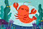 Hand drawn flat design crawfish illustration