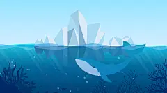 冰川奇境 梦幻海底 珊瑚海草 鲸鱼插图插画设计 JY00041
