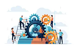 齿轮转动企业精神商务扁平风插画