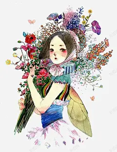 卡通文艺森女装饰人物介绍海报设 装饰设计 元素 免抠png 设计图片 免费下载 页面网页 平面电商 创意素材