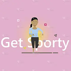 一个卡通风格的可爱的跑步女孩。矢量插图孤立在白色背景。设计励志海报、健身文章、横幅、宣传册、封面等。