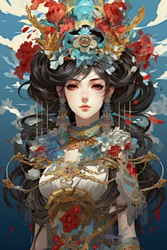 花旦脸谱人物形象插画