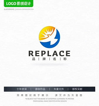 AI 鹰太阳logo飞鹰logo-花瓣网