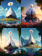 GhislainLamarche_A_super_big_flower_by_the_water_and_a_white_In_9ea79b06-ecef-4e7e-9e71-aa111e6e3fac