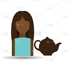 咖啡,锅,性格,女孩,计算机图标,插画,分离着色,饮料,华丽的,人