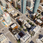 现代城市街道鸟瞰3d模型