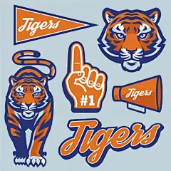 老虎吉祥物插画矢量图设计素材