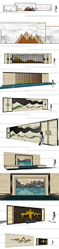现代新亚洲中式禅意园林景观规划设计水景墙山水景墙su模型素材-淘宝网